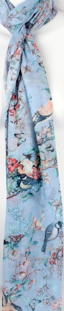 Printed  scarf bird garden blue Style:SC/4364/BLU image 0